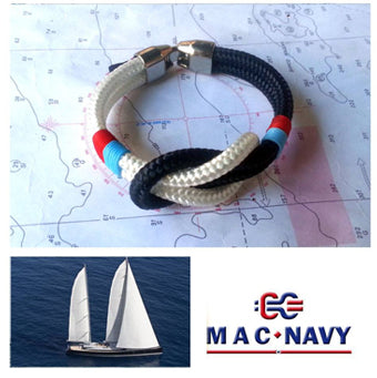 Pulseras nauticas de driza náuticas en blanco y azul