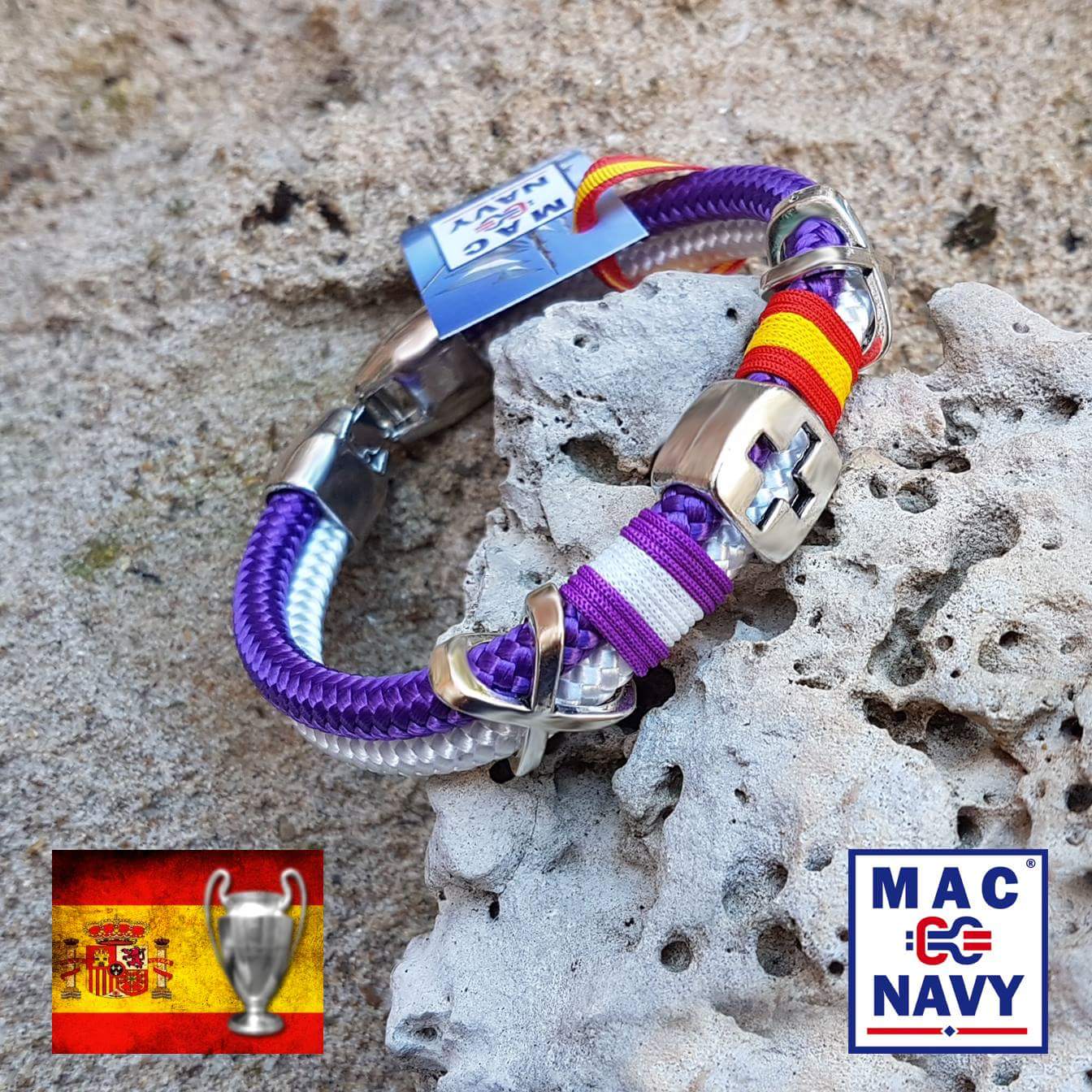 Pulsera náutica Blanca y morada