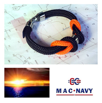 Pulseras náuticas con driza naranja y negra