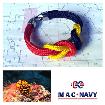 Pulseras de marinero de driza roja, amarilla y azul