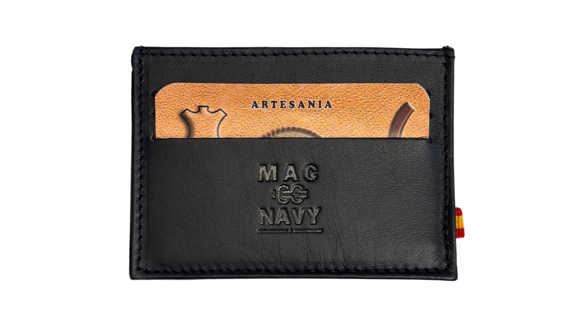 Tarjetero artesano en auténtica piel de Ubrique Mac Navy