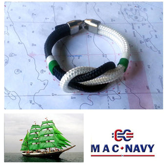 Pulseras náuticas de driza verde y nudo llano