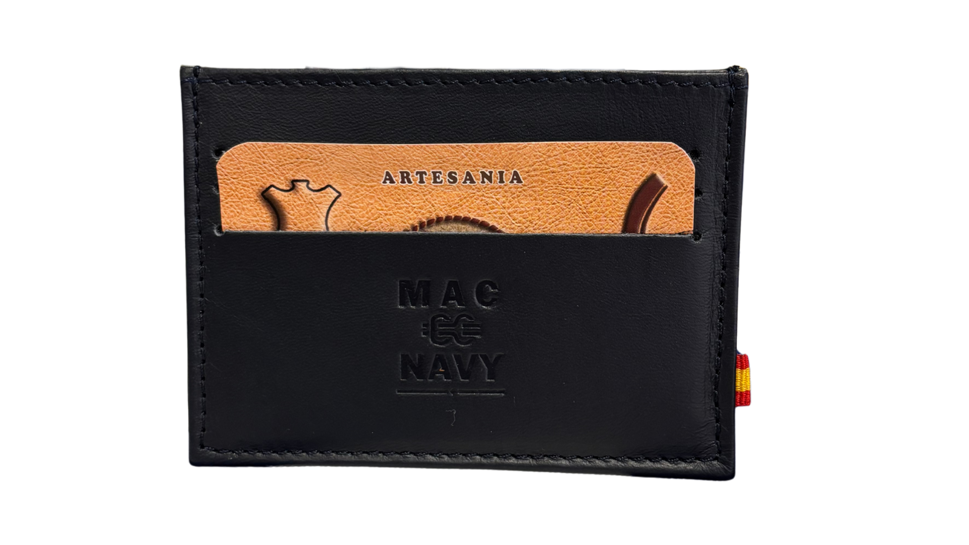 Tarjetero artesano en auténtica piel de Ubrique Mac Navy