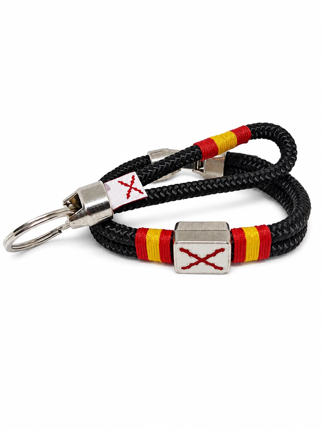 Conjunto Premium Plata Borgoña Pulsera + Llavero