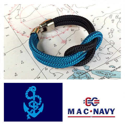 Pulseras náuticas cyan y azul con bandera de España