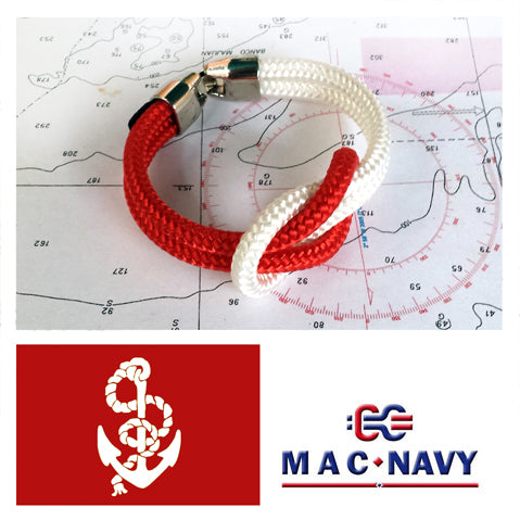 Pulseras Náuticas de driza blanca y roja con bandera de España