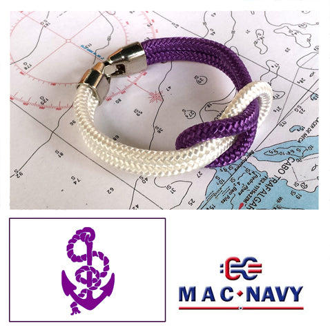 Pulseras náuticas color blanca y malva con bandera de España