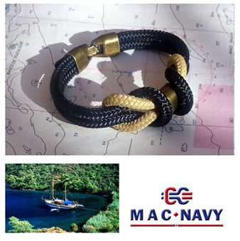 Pulseras náuticas con driza color blue y crema Ocean Colors Mac Navy con bandera de España