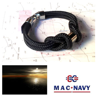 Pulsera Náutica con driza negra con bandera de España