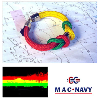 Pulseras Náuticas con driza roja, verde y amarilla Ocean Colors con bandera de España