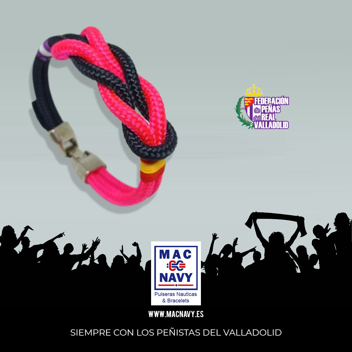 Pulsera Oficial Federación de Peñas del Real Valladolid 2ª Equipación 2021-2022 con bandera de España