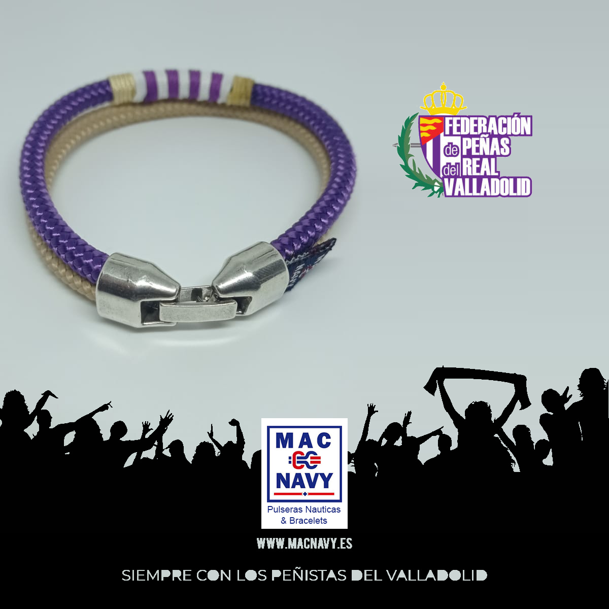 Pulsera Oficial Peñistas del Real Valladolid 2022-2023 Modelo AR con bandera de España