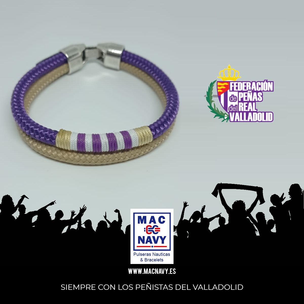 Pulsera Oficial Peñistas del Real Valladolid 2022-2023 Modelo AR con bandera de España