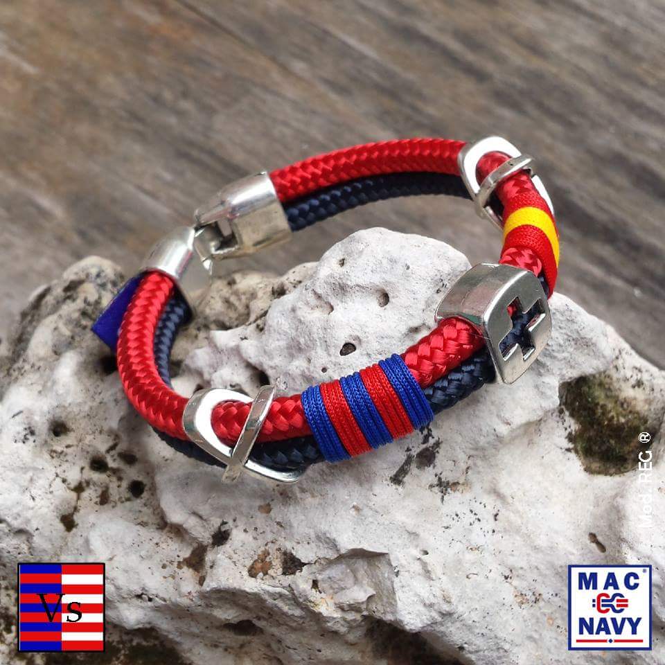 Pulsera deportiva Blaugrana Barsa Cruz X con banderas