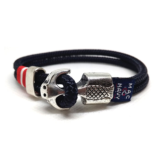 Pulseras Náuticas Buceo (Dive) azul con ancla cabeza de pescao y vitola roja y blanca