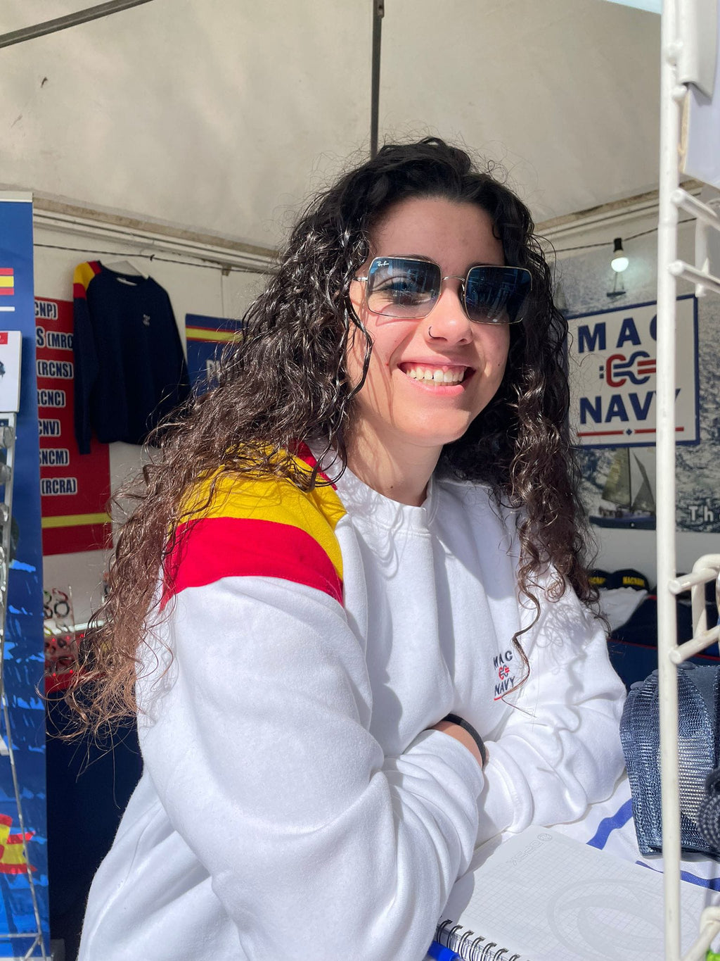 Sudadera Náutica con bandera de España Blanca Mac Navy 