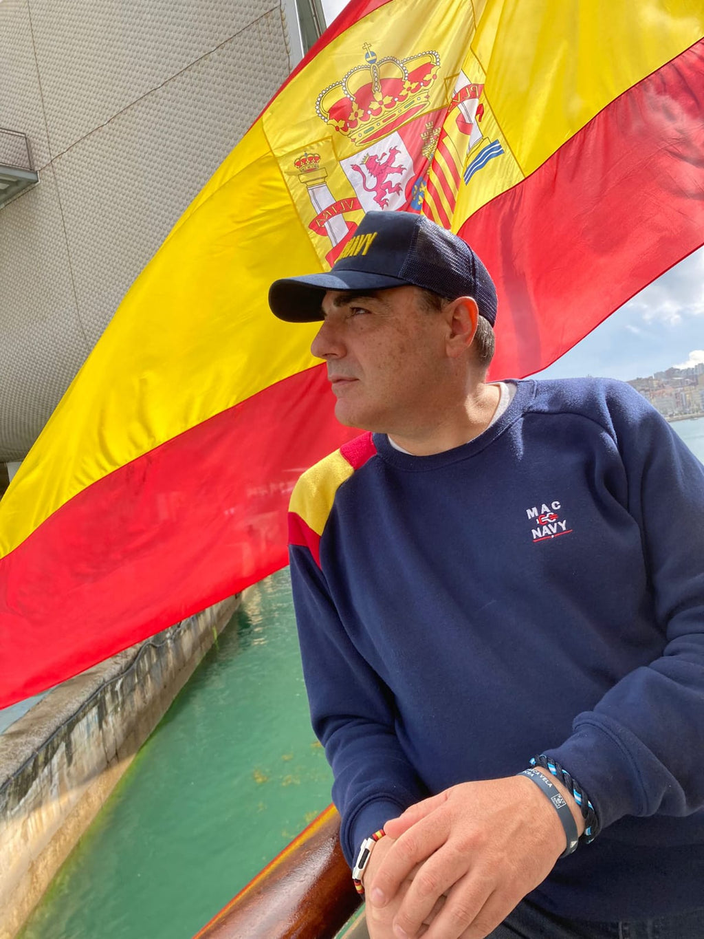 Sudadera Náutica con bandera de España Azul Mac Navy 